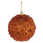 Kpl. 4 bombek styropianowych z koralikami 6 cm pomarańczowe - obrazek 2