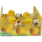 Zestaw Wielkanocnych Kurczaczków w Skorupkach z Kwiatkami i Siankiem - 4 Sztuki - obrazek 2