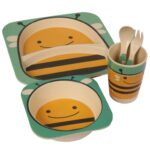 Zestaw niebieskich naczyń dla dzieci z pszczółką - obrazek 2