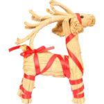 Stojący Renifer ze Słomy z Czerwoną Tasiemką - obrazek 3