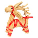 Stojący Renifer ze Słomy z Czerwoną Tasiemką