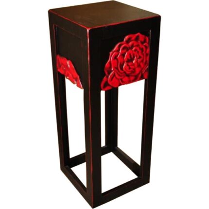 Stojak na kwiaty czarny z różą duży