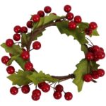 Czerwony Wianek z Jarzębiny jako Stroik Pod Świeczkę 15 cm