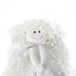 Aniołek z Włóczki w Białym Ubranku ze Srebrnymi Nitkami z Gwiazdą, 25 cm - obrazek 2