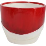 Świąteczna osłonka z ceramiki czerwona z MIKOŁAJEM 15 cm - obrazek 2