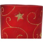 Czerwona Ceramiczna Osłonka na Święta Bożego Narodzenia z Motywem Gwiazdy - 14 cm - obrazek 2