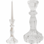 Świecznik szklany kandelabr przezroczysty wys.16 cm na 1 długą Świecę