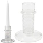 Świecznik szklany kandelabr przezroczysty wys.11 cm na 1 długą Świecę