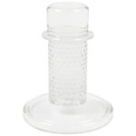 Świecznik szklany kandelabr przezroczysty wys.11 cm na 1 długą Świecę - obrazek 2