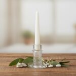 Świecznik szklany kandelabr przezroczysty wys.11 cm na 1 długą Świecę - obrazek 3