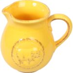 Dzbanek ceramiczny w kolorze żółtym 13 cm - obrazek 2