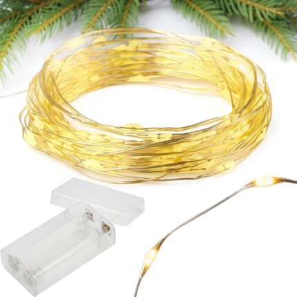 LAMPKI 10 LED ŚWIATEŁKA MIKRO DRUCIKI NA BATERIE ŚWIATŁO CIEPŁE BIAŁE