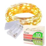 Energooszczędne Lampki Choinkowe-Łezki na Białym Druciku z 10 LED, Ciepły Biały Kolor, Zasilane na Baterie AA