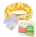 Energooszczędne Lampki Choinkowe-Łezki na Białym Druciku z 10 LED, Ciepły Biały Kolor, Zasilane na Baterie AA