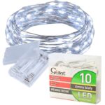 Energooszczędne Lampki Choinkowe-Łezki na Białym Druciku z 10 LED, Zimny Biały Kolor, Zasilane na Baterie AA