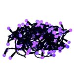 Fioletowe Lampki Choinkowe 100 LED - Perełki, Zasilanie Sieciowe, 8m Długości