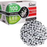 Lampki choinkowe 100 LED wewnętrzne zimny biały z dod. gniazdem