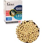 Zewnętrzne Lampki Choinkowe LED 1000 z Programatorem 8 Funkcji Świecenia i Timerem, Ciepły Biały, Zasilanie Sieciowe, 49,95 m+150 cm Kabel Przyłączeniowy