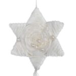 BIAŁA ZAWIESZKA DEKORACYJNA GWIAZDA Z WŁÓCZKI 70 CM - obrazek 2