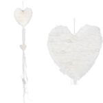 BIAŁA ZAWIESZKA DEKORACYJNA SERCE Z WŁÓCZKI 70 CM