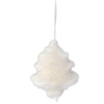 BIAŁA ZAWIESZKA DEKORACYJNA CHOINKA Z WŁÓCZKI 13 CM
