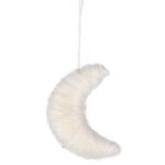 BIAŁA ZAWIESZKA DEKORACYJNA KSIĘŻYC Z WŁÓCZKI 13 CM
