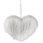 BIAŁA ZAWIESZKA DEKORACYJNA SERCE Z WŁÓCZKI 13 CM