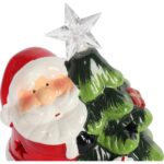 Ozdoba świąteczna ceramiczny MIKOŁAJ z choinką LED 12.5 cm - obrazek 2