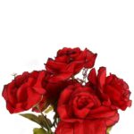 Bukiet 6 Sztucznych Róż w Kolorze Czerwonym - Wysokość 48 cm - obrazek 2