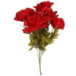 Bukiet 6 Sztucznych Róż w Kolorze Czerwonym - Wysokość 48 cm