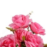 Sztuczne Róże w Bukiecie - 6 Sztuk, Kolor Jasno Różowy, Wysokość 48 cm - obrazek 2