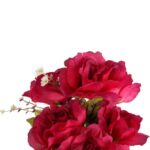 Sztuczne Róże w Bukiecie, 6 Sztuk, Kolor Różowy, Wysokość 48 cm - obrazek 2