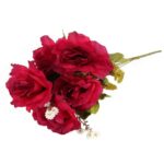 Sztuczne Róże w Bukiecie, 6 Sztuk, Kolor Różowy, Wysokość 48 cm - obrazek 3