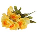 Sztuczne Żółte Róże - Wygląd Realistyczny - Bukiet 6 Sztuk - Wysokość 48 cm - obrazek 3