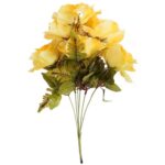 Sztuczne Żółte Róże - Wygląd Realistyczny - Bukiet 6 Sztuk - Wysokość 48 cm