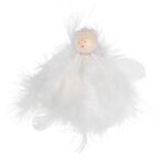 Ozdoba bożonarodzeniowa zawieszka ANIOLEK Z PIÓRKAMI 10 cm BIAŁY
