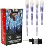 Lampki zewnętrzne Sople Płynące 24 sztuki 72 LED Stalaktyty barwa zimna biała