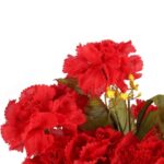 Czerwony Bukiet Sztucznych Goździków z Paprotkami - 18 Szczegółowo Odwzorowanych Kwiatów, Wysokość 48 cm - obrazek 2