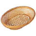Koszyk na pieczywo z bambusa, owalny, 18x14cm, kolor kremowy - obrazek 3