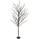 Drzewko Dekoracyjne z Ciepłym Światłem LED 150 cm, Czarne
