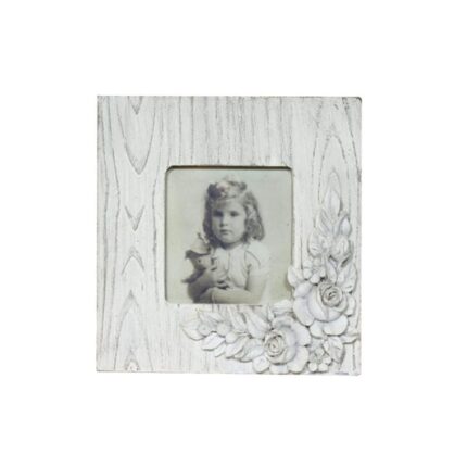 Drewniana kwadratowa ramka na zdjęcia z wypukłym dekorem 13,2x13,2 cm