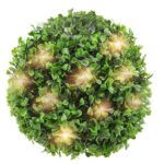 Solarna Dekoracja Ogrodowa - Kule z Bukszpanu na Słupkach, 3 szt. - obrazek 2