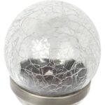 Lampa solarna LED z efektem crash glass wbijana w ziemię, odporna na warunki pogodowe, kolor srebrny - obrazek 2