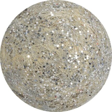 KULA DO POWIESZENIA Z SIZALU BIAŁO SREBRNA 15 CM
