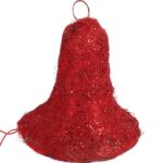 Czerwony Dzwon Świąteczny z Sizalu z Oświetleniem i Brokatem 27x28 cm - obrazek 3