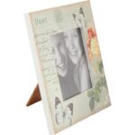 Ramka na zdjęcie stojąca kremowa z kwiatami i motylkami 16x16 cm - obrazek 2