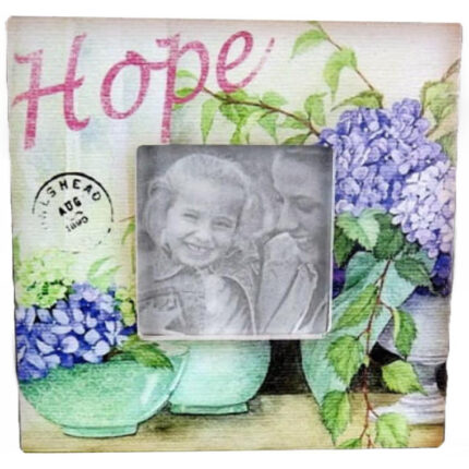 Stojąca ramka na zdjęcie z motywem kwiatowym 14,5x14,5cm