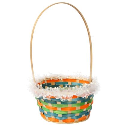 Koszyczek do święconki z białą tiulową falbanką fi20cm