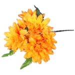 Bukiet sztucznych kwiatów 7 dalii z dodatkiem liści paproci w kolorze pomarańczowym - obrazek 2