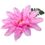 Bukiet sztucznych kwiatów 7 dalii z dodatkiem liści paproci w kolorze różowym - obrazek 3